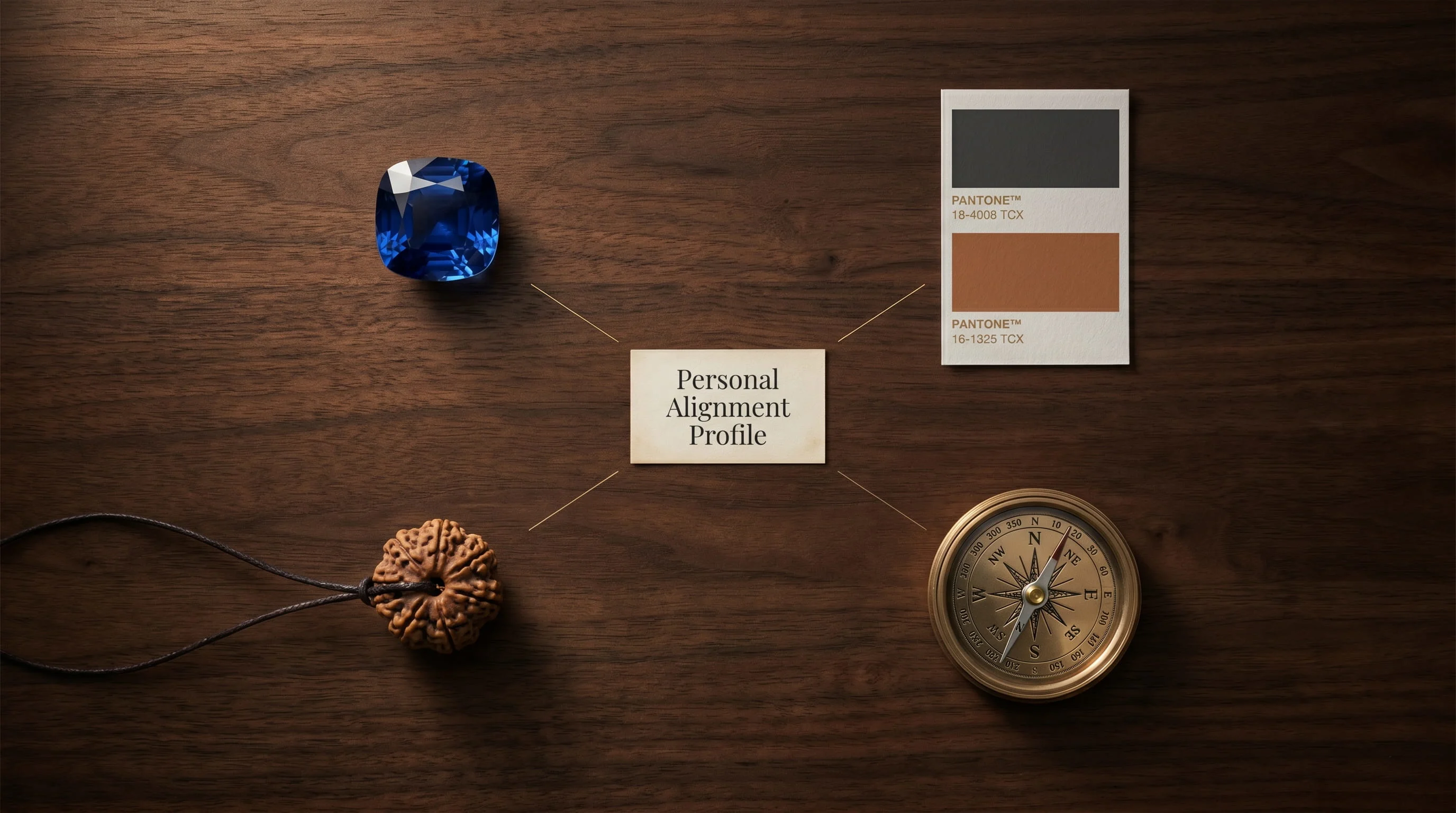 Personal Alignment Profile — gemstone, colour, Rudraksha, seating direction